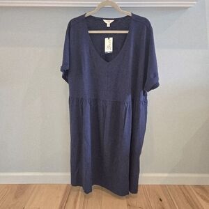 Terra & Sky Navy Blue Knit Dress with Pockets NWT 2X